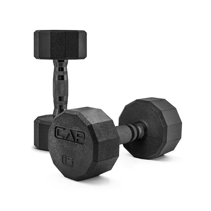 CAP Barbell Coated Dumbbell Weight | Multiple Options Pairs & Sets - size: 15 lb - Pair, style: 12-Sided - Black Handle