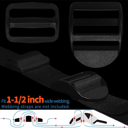 LASIGHT 4 Pack Slider Ladder Lock Buckle and Tri-glide Slide for 3/4", 1", 1-1/4", 1-1/2", 2" Webbing Strap - style: Fit 1 1/2" Webbing