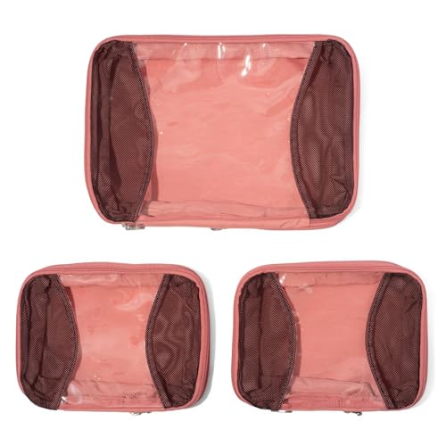 Baggallini Compression Cube 3-piece set - Lightweight Compression Packing Cubes for Travel - color: Terracotta
