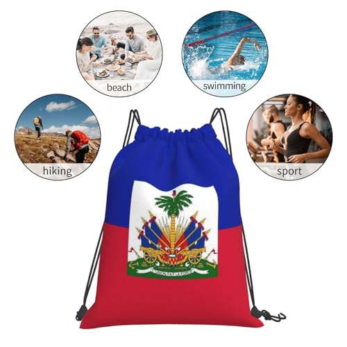 Haiti Flag Drawstring Bag Sport Gym Backpack Beach Travel Sack Draw String Yoga Bag For Men Women - color: Haiti Flag