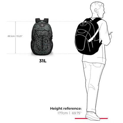 Swissdigital Design Backpack for Men with USB Charging Port SD803-101 - color: Gray Leopard