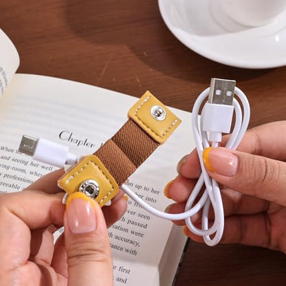 2 PCS Cord Organizer,Cord Keeper,Cable Organizer USB Holder,Cable Straps,Earbud case,wrap Headphone,Headset Winder,Earphone Clips Ties,stocking stuffers Gifts for Women Leather Sunflower - style: Sunflower