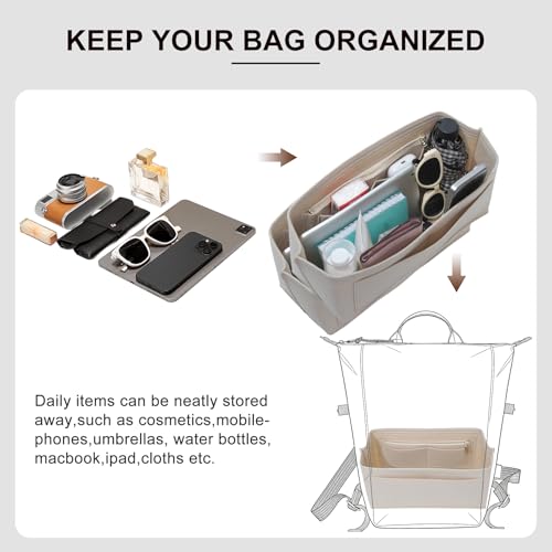 Purse Organizer Insert Compatible with Longchamp Le Pliage Energy L Backpack, Beige/LB - color: Beige, size: L Backpack
