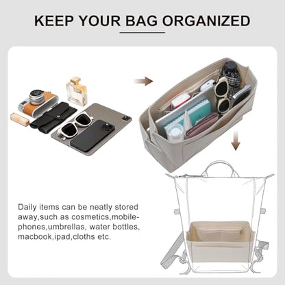 Purse Organizer Insert Compatible with Longchamp Le Pliage Energy L Backpack, Beige/LB - color: Beige, size: L Backpack