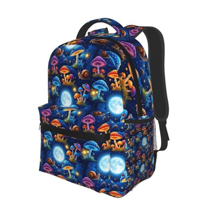 Multi Purpose Gym Backpack Trippy Moon Mushroom Art, Casual Daypack with Inner Pocket and Mesh Side Pockets for Sports and Weekend Trips - color: Pattern (4)