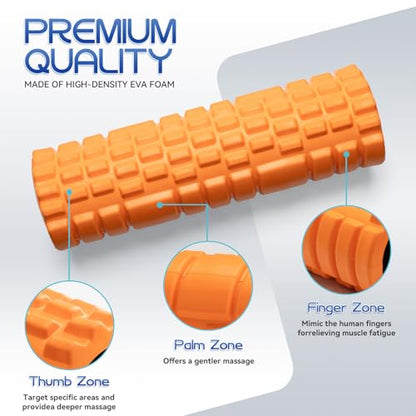 Krightlink Foam Roller High Density 18" Foam Roller for Deep Tissue Muscle Massage, Trigger Point Fitness Exercise Massage Roller Self-Myofascial Back Roller Release for Whole Body - size: 18 Inch