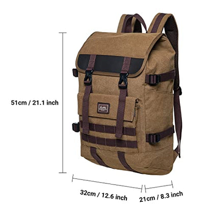 KAUKKO Laptop Backpack for Unisex, Casual Daypack Fits 15.6" Laptop (18-CANVAS KHAKI) - color: 18-canvas Khaki