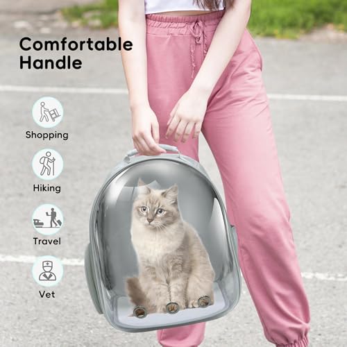 Cat Backpack, Airline Approved Bubble Carrying Bag for Small Medium Dogs Cats, Space Capsule Pet Carrier Dog Hiking Backpack Travel Carrier (Grey) - color: Grey