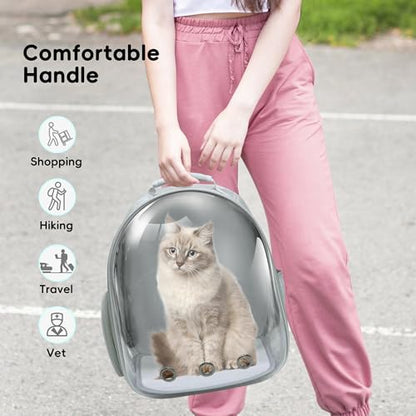 Cat Backpack, Airline Approved Bubble Carrying Bag for Small Medium Dogs Cats, Space Capsule Pet Carrier Dog Hiking Backpack Travel Carrier (Grey) - color: Grey