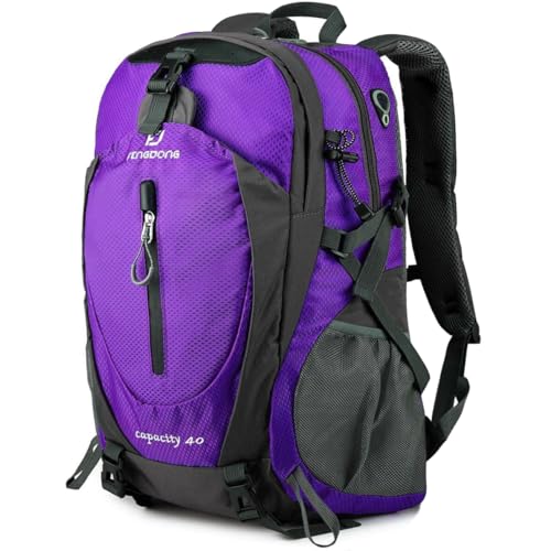 FENGDONG 40L Waterproof Lightweight Outdoor Daypack Hiking,Camping,Travel Backpack for Women Men Purple - color: A6-purple