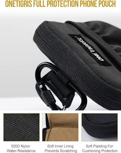 ONETIGRIS Cell Phone Pouch, Molle Holster Holder for Men Belt, for iPhone 17 Pro Max/Air/17/16/15/14 /13/12/11/X/XR/XS/8 Plus/7/6, for Galaxy S25 Ultra/s25/S24 /S23/S22/S21 - color: Black