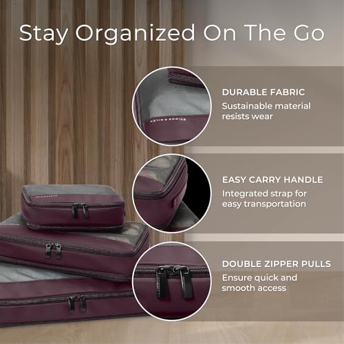 Briggs & Riley Travel Essentials Check In Compression Packing Cube Set - color: Plum, size: Checked