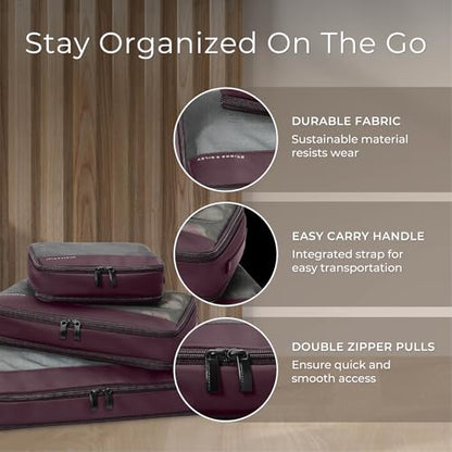 Briggs & Riley Travel Essentials Check In Compression Packing Cube Set - color: Plum, size: Checked