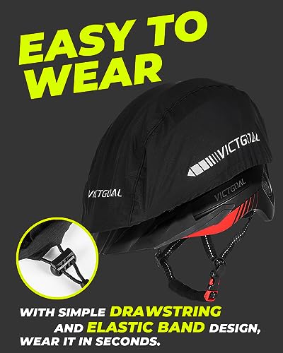VICTGOAL Bike Helmet Cover with Reflective Stripes Waterproof Windproof Bicycle Helmets Rain Covers for Mountain Road Bike Cycling - color: Black