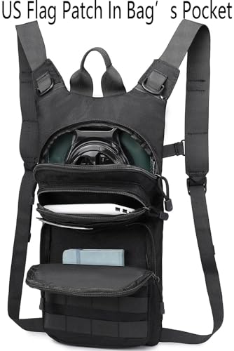 Insulated Water Hydration Pack Bag with 3L TPU Bladder Tactical Molle Hydration Backpack for Hiking Cycling Running - color: Deep Navy Blue