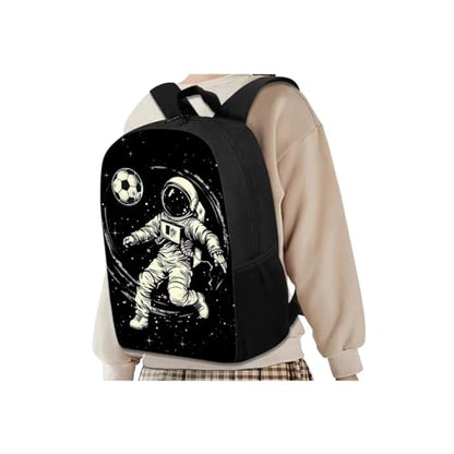 Backpack for Boys Girls Astronaut Playing Soccer Lunch Bag with Handles Novelty Pencil Case for Stationery Essentials Reusable Water Bottle Holder with Adjustable Strap 4PCS Backpack Set - color: Astronaut Playing Soccer