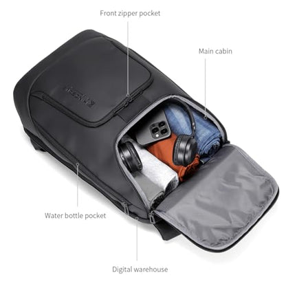 Kingsons Travel Backpack for Men, 19L Black Business Backpack with 15.6 Inch Laptop Compartment, Waterproof Polyester College Bookbag, Luggage Sleeve for Travel & Work - color: Ks24001-1