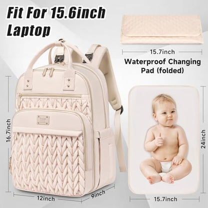Tealari Diaper Bag Backpack,Stylish Baby Diaper Bag,Waterproof Travel Diaper Backpacks Baby Bags with Changing Pad,Stroller Straps,Insulated Pockets (Beige) - color: Beige