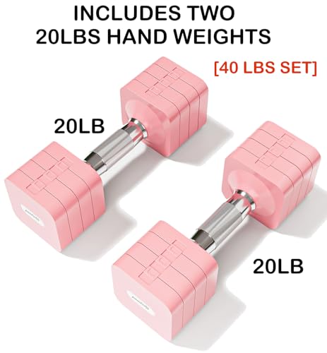 15LB 20LB 30LB 40LB 50LB Adjustable Dumbbell Set Free Weights Dumbbells Set for Women Men Hand Weights Sets Adjust Dumbbell Weight Sets for Home Gym Exercise Workout Strength Training Equipments - color: Pink