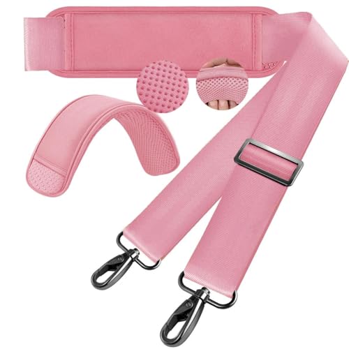 60" Shoulder Strap with Adjustable Thick Removable Pad and Metal Swivel Hooks Fit Laptop Crossbody Bag,Briefcase Duffel Bags - color: Pink
