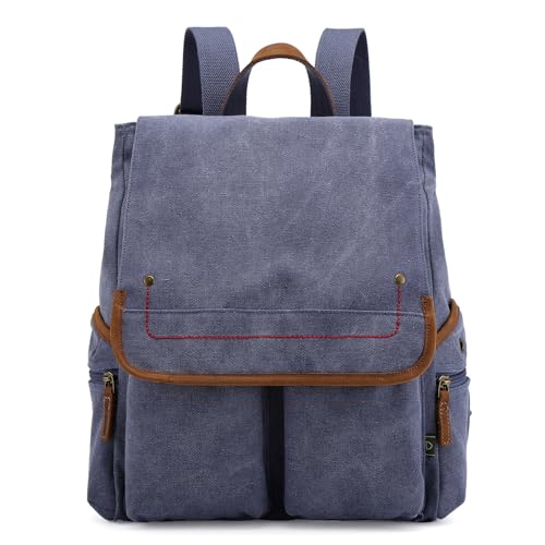 TSD Brand Canvas Backpack Lightweight Travel Daypack Carry On Laptop Backpack Lightweight Hiking Backpack (Navy) - color: Navy