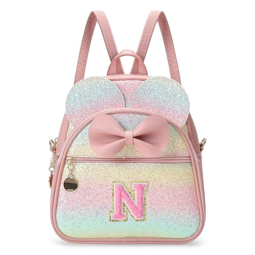 Birthday Gift for 2 3 4 5 6 7 8 9 10 Year old Girls Personalized Initial Mini Backpack Purse for Toddler Kids-Shine-N - color: Shine, style: N