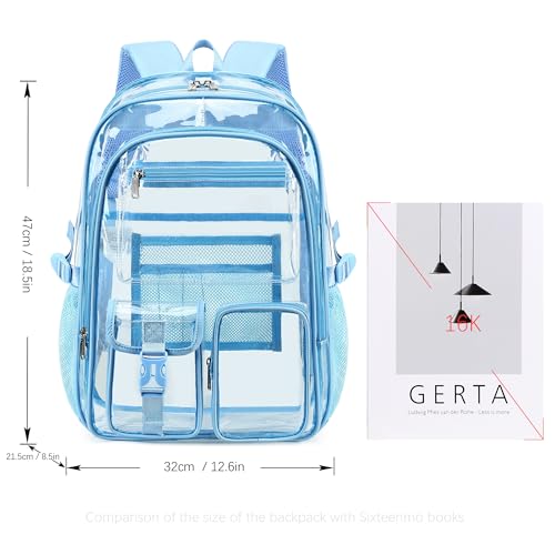 abshoo Large Clear Backpack For Girls Women Clear School Bookbag Heavy Duty Transparent Backpacks for Girl (Sky Blue) - color: Sky Blue