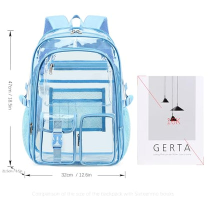 abshoo Large Clear Backpack For Girls Women Clear School Bookbag Heavy Duty Transparent Backpacks for Girl (Sky Blue) - color: Sky Blue