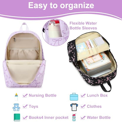 LOIDOU Girls Backpack for Kids Cute School Bookbag - color: Purple-1, size: L-17"