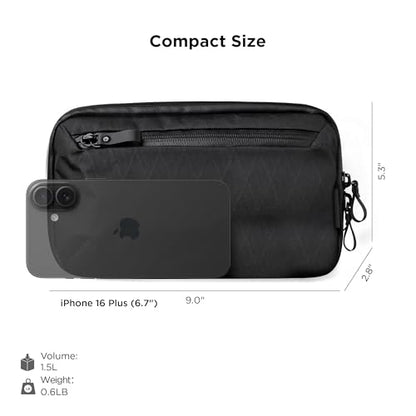 ALPAKA Elements Tech Case Mini - Compact Electronics Organizer, Small Cable Bag for Chargers and Earbuds, Phone Pouch, Travel Accessory Case, Crossbody Sling, Black X-Pac VX42