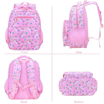 RHCPFOVR Kids Backpack for Girls - Girls Backpack 3-8 Ages Unicorn for Kids 15 Inch School Bookbag for Kindergarten Elementary School Bookbag for Girl 1st 2nd Grade - style: Pink Starry Unicorns