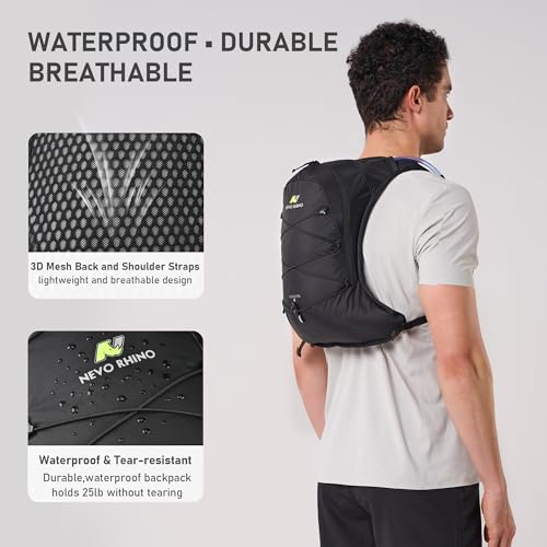 N NEVO RHINO Hydration Backpack,Lightweight Water Backpack for Hiking with 2L Water Bladder,Hydropack Hydration Pack for Cycling Running Trail Rave - color: Black