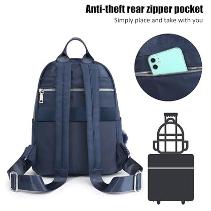TANTOMI Mini Backpack Purse for Women Lightweight Small Backpack Purse Travel bookbag with Pom - color: Blue