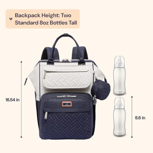 BabbleRoo Diaper Bag Backpack, Multifunction Large Bags with Changing Pad & Stroller Straps Pacifier Case, Unisex Stylish Travel Back Pack Nappy for Moms Dads (Stone Gray Blue) - color: Gray, Blue