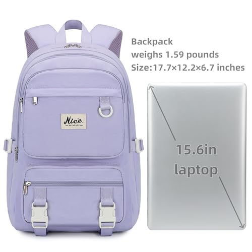 Laptop Backpack for Women College High Schoolbag Big Students Bookbags Large Multi pocket Travel Daypack Casual (Purple) - color: Purple