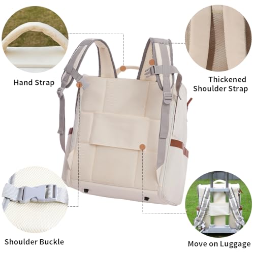 Large Cat Carrier Backpack, Shaded Small Dog Backpack with Breathable Mesh, Soft Side Safety Pet Backpack for Hiking, Travel, Outdoor, White - color: White