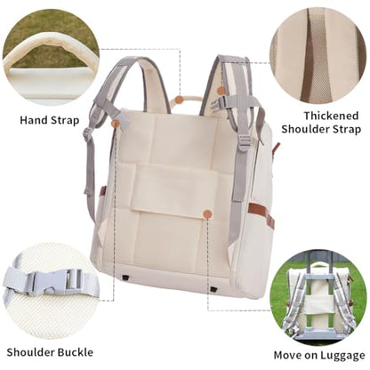 Large Cat Carrier Backpack, Shaded Small Dog Backpack with Breathable Mesh, Soft Side Safety Pet Backpack for Hiking, Travel, Outdoor, White - color: White