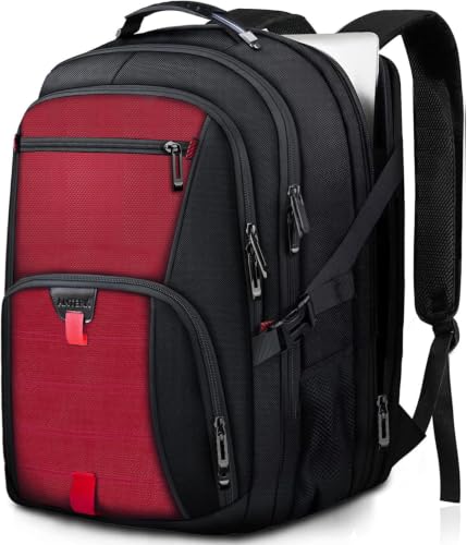 ANTERK Extra Large Backpack, Travel Laptop Backpack, Sturdy TSA Water Resistant 17.3 Inch Carry on Backpacks, Anti Theft Business Computer Backpacks Gifts for Men Women, Red - color: Red, size: 17 inch