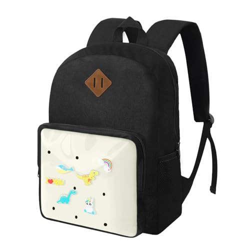 Kids Backpack for Boys Girls 3-12Years, Kid School Backpacks with Shoe Charm Slot - Book Bag for School (Cream) - color: White