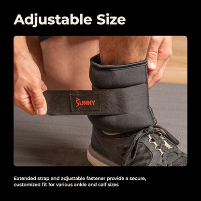 Sunny Health & Fitness Ankle Weights for Women, Men & Kids – Adjustable 1–5 lb Pair | Wrist, Arm & Leg Weights for Walking, Pilates, Yoga & Cardio - size: 2 LB