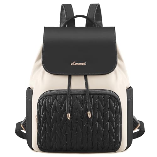 LOVEVOOK Backpack Purse for Women,Small Backpack for Women for Travel Work,Cute Backpack Daypack With Anti-theft Pocket,Fashion Ladies Backpack for Daily College Shopping - color: Beige&black, size: 13 inch