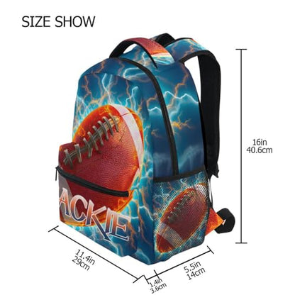 susiyo Custom Name Backpack Personalized School Bookbag Lightning American Football Lightweight College Back Pack Travel Camping Casual Daypack for Teens Girls Boys Women Men - color: Custom Football