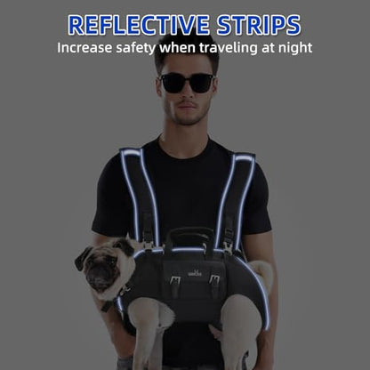 Wakytu Dog Backpack Carrier for Dogs,Dog Lift Harness,Adjustable Padded Breathable Straps for Dogs, Disabled, Joint Injuries, Arthritis,L - size: L（18.5-30lbs）