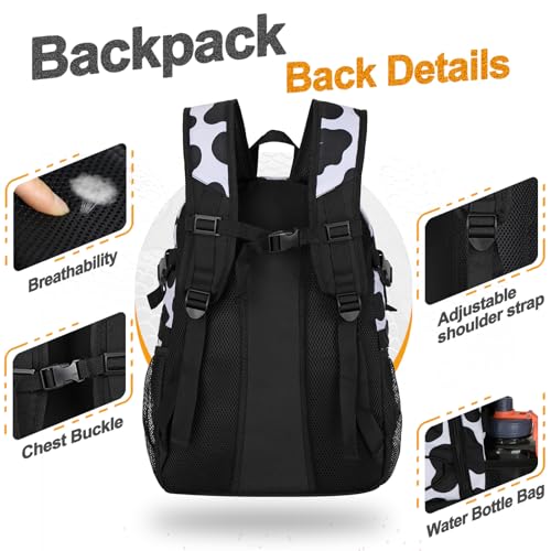 Goloni Soccer Backpack,Basketball Backpack with Ball Compartment & Shoe Compartment,Backpack for Basketball,Soccer - color: Black White Cows
