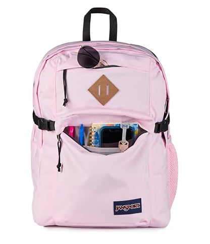 JanSport Main Campus Backpack - Travel or Work backpack w 15-Inch Laptop Sleeve and Dual Water Bottle Pockets, Pink Ice - color: Pink Ice