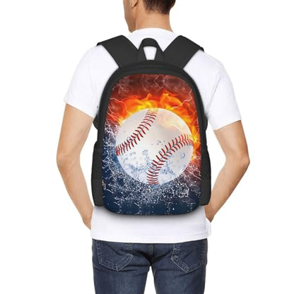 Basketball Fire and Water Design Backpack Laptop Travel Bag Adjustable Backpack Print Daypack for Men Women 16.5 In - color: Style 4