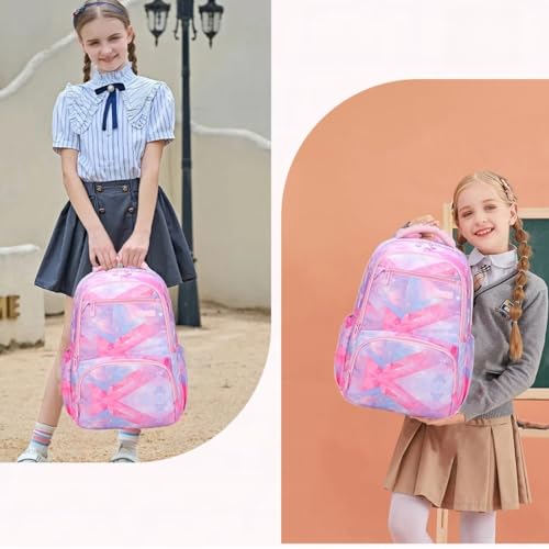 MITOWERMI Kids Backpack for Girls Elementary School Bags Backpacks for Girls Children Bookbags Primary Kindergarten Backpack Pink Geometric - color: Plaid Pink