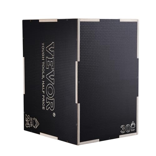 VEVOR 3 in 1 Plyometric Jump Box, Easy-to-Assemble Wood Plyo Box for Jumping Trainers, Home Gym Training and Conditioning - style: 30"x24"x20"