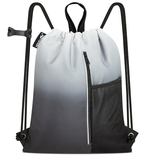 HOLYLUCK Drawstring Backpack Gym Bag For Men Women, String Beach Swim Sports Backpack - color: Gradient Black, style: Standard Drawstring