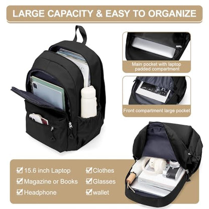 Casual Laptop Backpack for Women Men College Bookbag Waterproof Lightweight School Bag 15.6inch Laptop Daypack Large Capacity School Backpack for Teens Boys Girls, Black - color: Black a